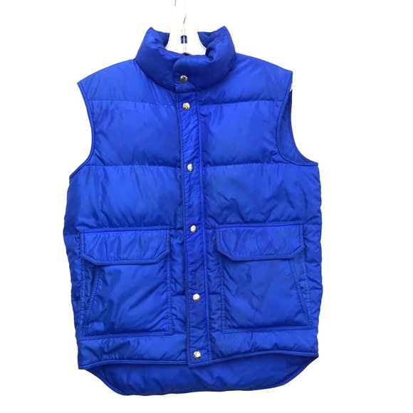 VTG Womens Blue Down Puffer Vest Size M Snap Front Nylon Wind Proof - Picture 1 of 13